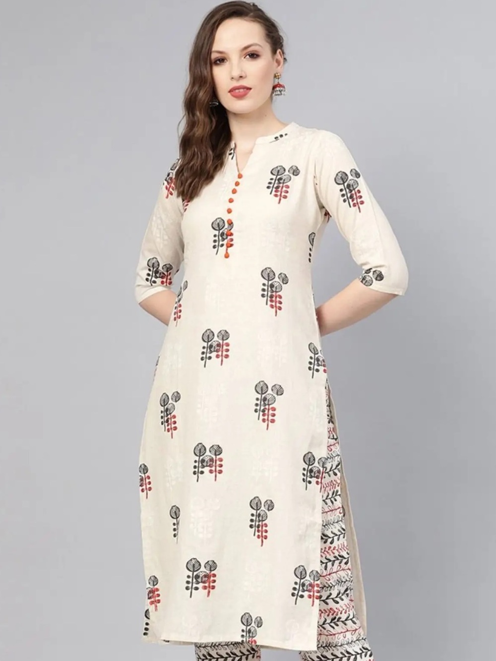 Libas Women's Cotton Printed Straight Kurta Dress Made in India Block Print Sz M
